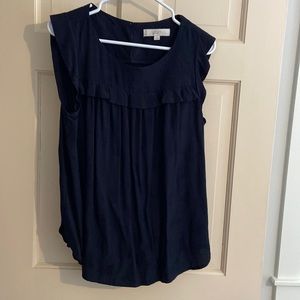 Loft Cap Sleeve Navy Blouse